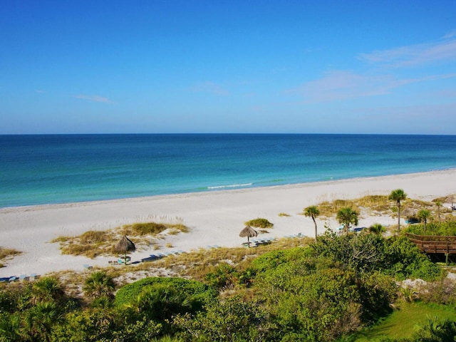 property view of water with a beach view