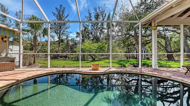 exterior space with a patio and a lanai