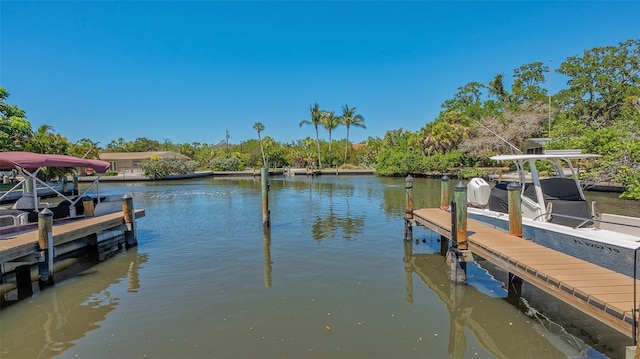 dock area with a water view