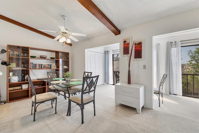 2446 Clubhouse Cir Unit 202, Sarasota, FL 34232 - dining space featuring a textured ceiling, a healthy amount of sunlight, and light carpet