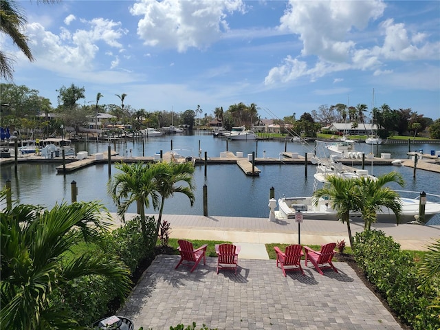 view of dock featuring a water view