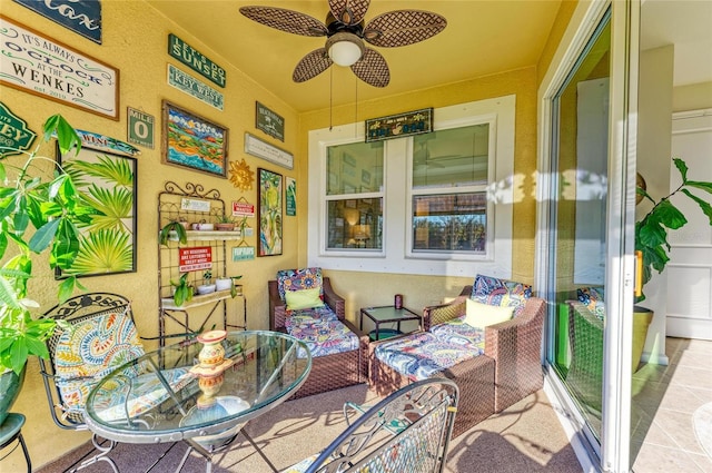 view of patio with a ceiling fan