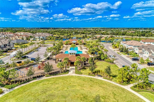 drone / aerial view with a residential view