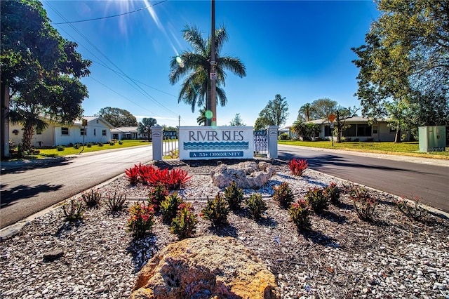 view of community sign