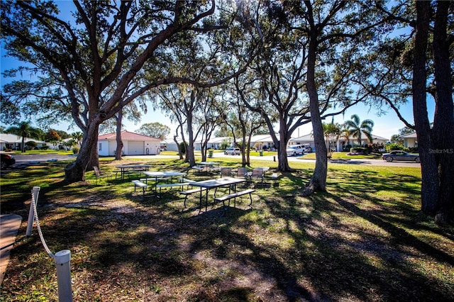 surrounding community featuring a lawn and a residential view