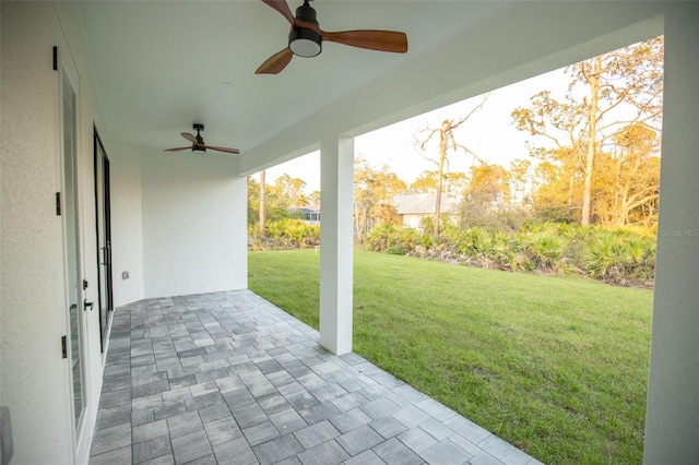 view of patio / terrace featuring a ceiling fan