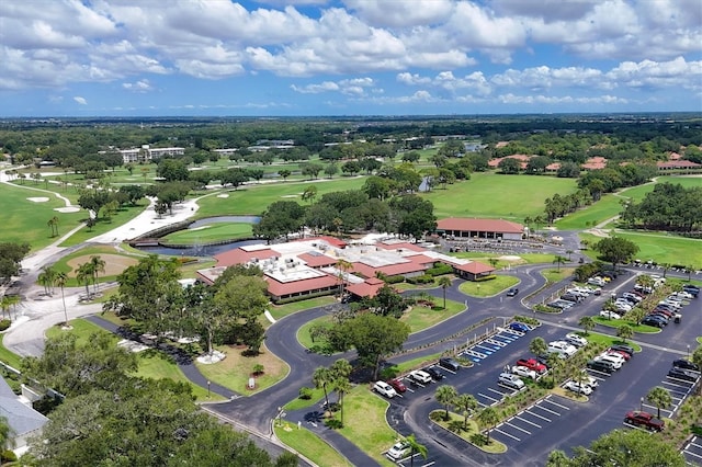 aerial view featuring view of golf course