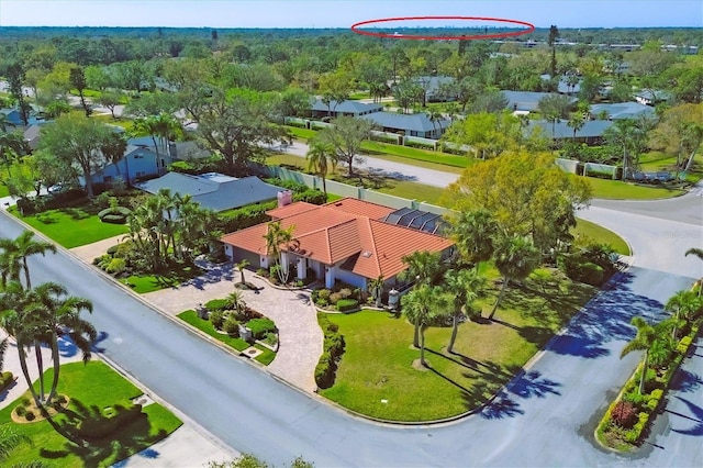 drone / aerial view with a residential view