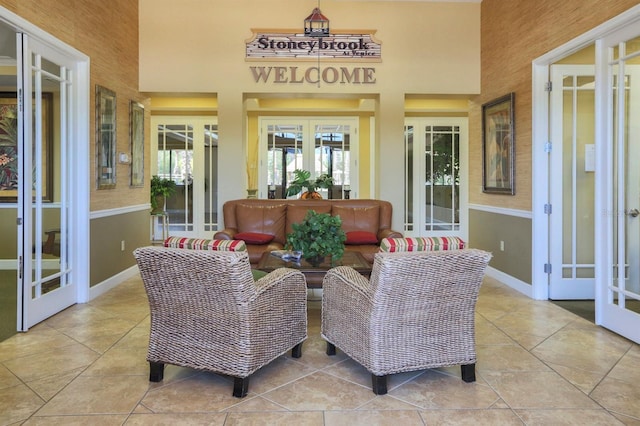 interior space with french doors and outdoor lounge area