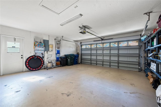 garage with a garage door opener