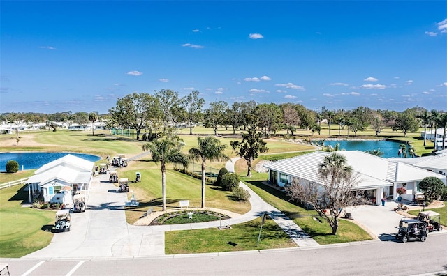 birds eye view of property featuring golf course view