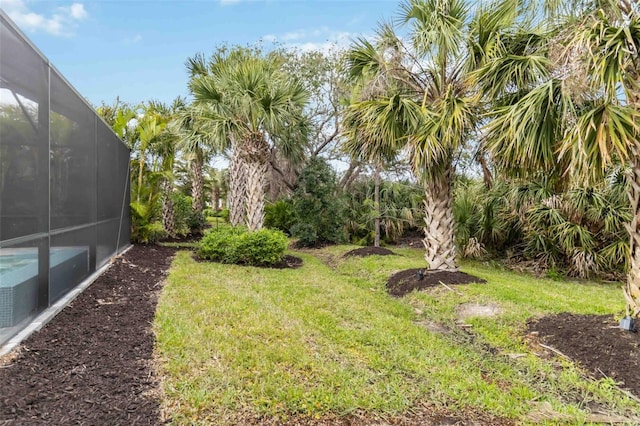 view of yard with a lanai