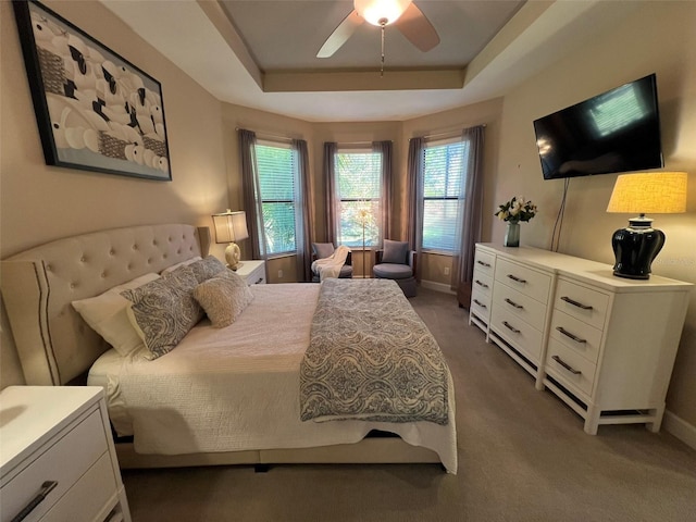 5031 Serata Dr, Bradenton, FL 34211 - bedroom featuring baseboards, a raised ceiling, and carpet flooring