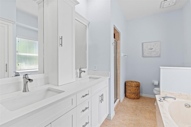 full bath featuring toilet, a shower stall, and a sink