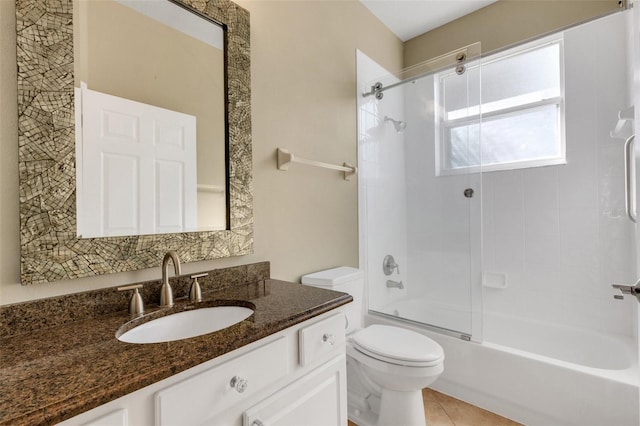 8420 Sailing Loop, Lakewood Ranch, FL 34202 - full bath with toilet, vanity, shower / bath combination with glass door, and tile patterned flooring