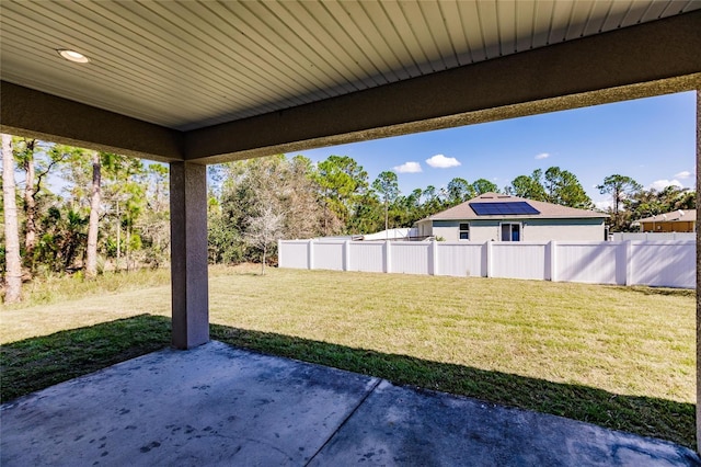 view of yard with a patio area and fence