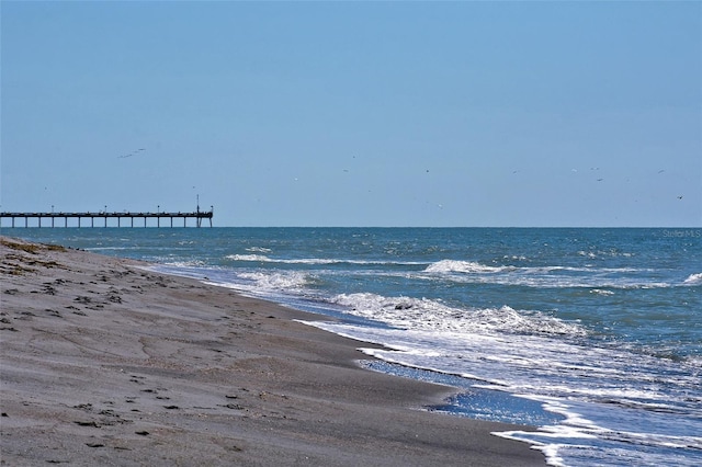 property view of water with a beach view