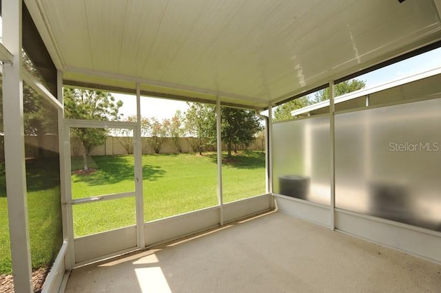 view of unfurnished sunroom