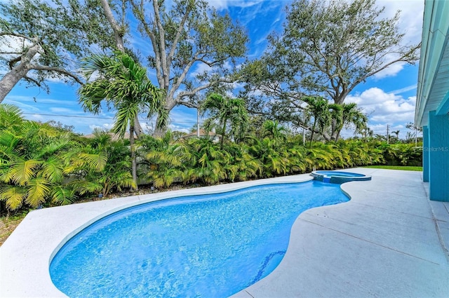 view of pool featuring a patio area and a pool with connected hot tub