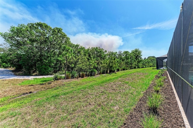 view of yard with a lanai