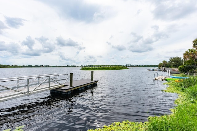 dock area featuring a water view