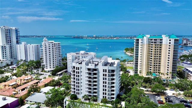 401 S Palm Ave Unit 801, Sarasota, FL 34236 - aerial view with a city view and a water view