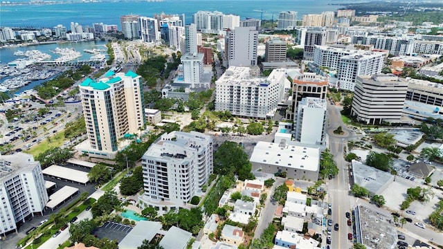 401 S Palm Ave Unit 801, Sarasota, FL 34236 - aerial view featuring a view of city and a water view