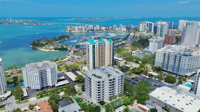 401 S Palm Ave Unit 801, Sarasota, FL 34236 - aerial view with a water view and a city view
