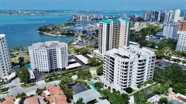 401 S Palm Ave Unit 801, Sarasota, FL 34236 - aerial view featuring a view of city and a water view