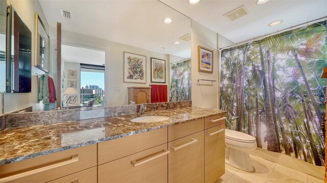 401 S Palm Ave Unit 801, Sarasota, FL 34236 - full bathroom featuring tile patterned floors, vanity, toilet, and visible vents