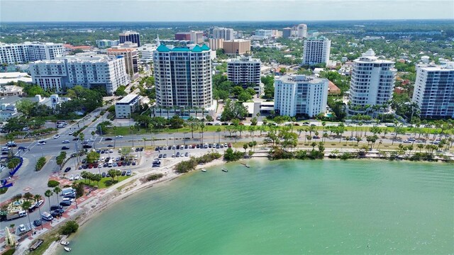 401 S Palm Ave Unit 801, Sarasota, FL 34236 - drone / aerial view featuring a view of city and a water view
