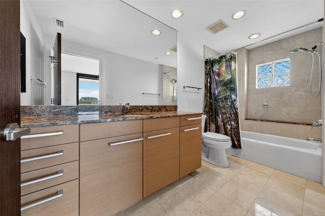401 S Palm Ave Unit 801, Sarasota, FL 34236 - bathroom featuring shower / bath combo, healthy amount of natural light, vanity, and recessed lighting
