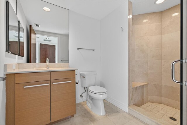 401 S Palm Ave Unit 801, Sarasota, FL 34236 - bathroom featuring a shower stall, vanity, and tile patterned floors