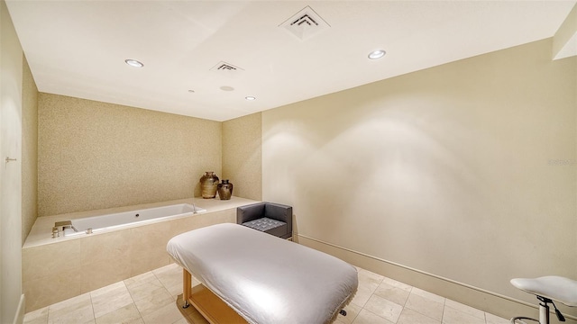 401 S Palm Ave Unit 801, Sarasota, FL 34236 - full bath featuring a garden tub, tile patterned floors, and recessed lighting