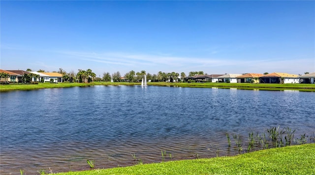 view of water feature with a residential view