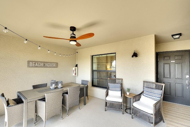 view of patio / terrace with outdoor dining space and ceiling fan