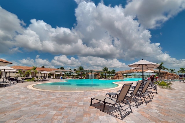 pool featuring a patio area