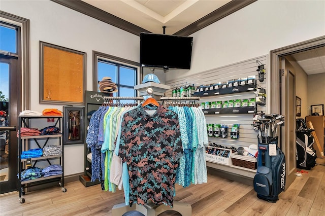 spacious closet with wood finished floors