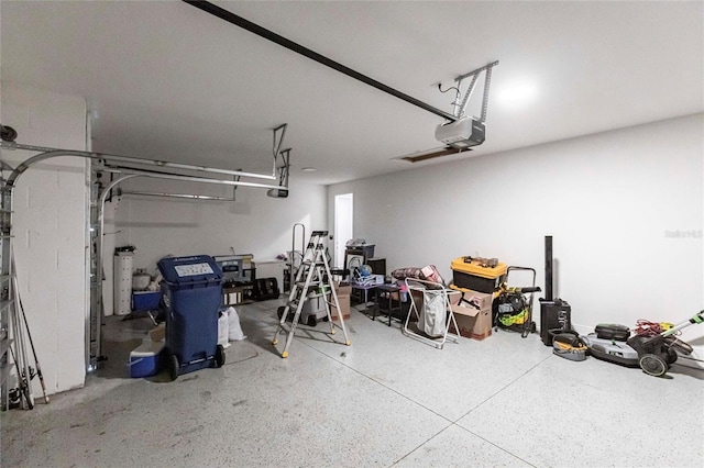 garage with a garage door opener