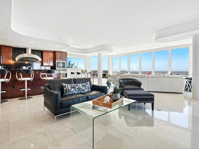 534 Beach Rd, Sarasota, FL 34242 - living room with marble finish floor