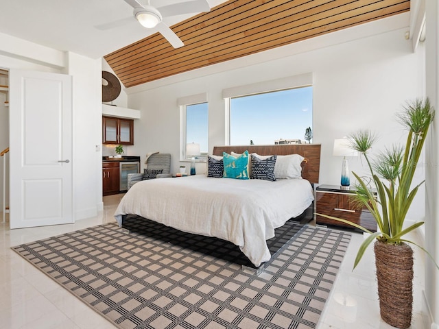 534 Beach Rd, Sarasota, FL 34242 - bedroom with wine cooler and ceiling fan