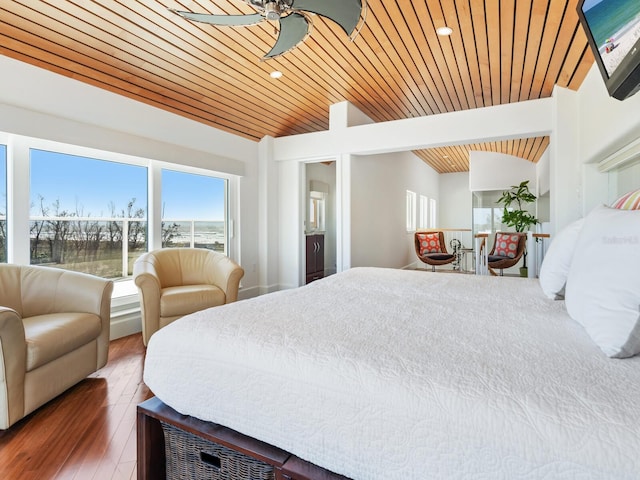 534 Beach Rd, Sarasota, FL 34242 - bedroom with wood ceiling and hardwood / wood-style flooring
