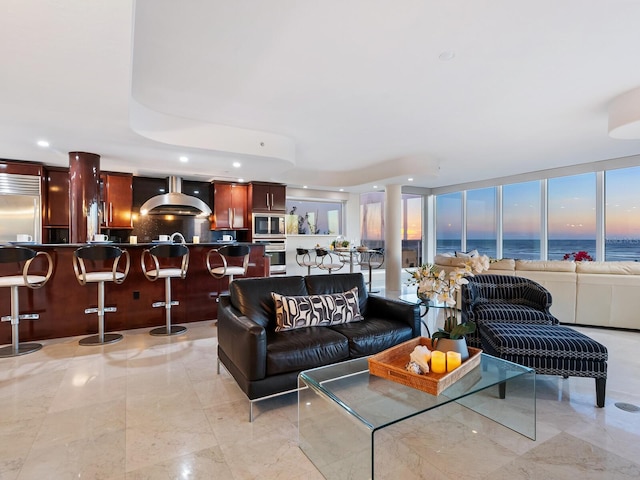 534 Beach Rd, Sarasota, FL 34242 - living area with recessed lighting and a water view