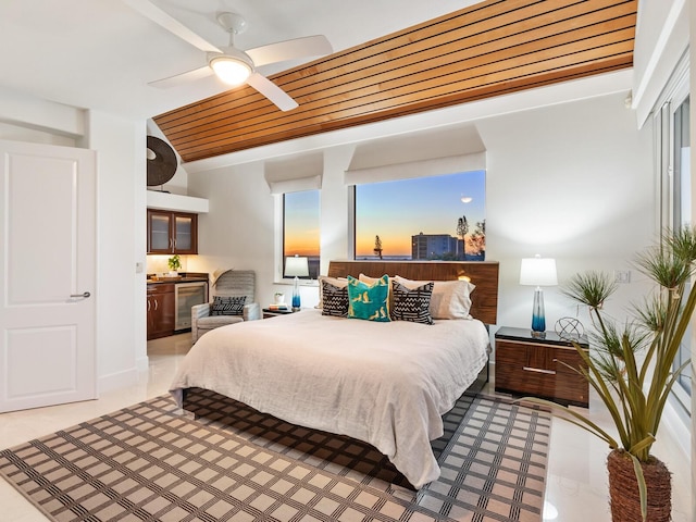 534 Beach Rd, Sarasota, FL 34242 - bedroom featuring beverage cooler and ceiling fan