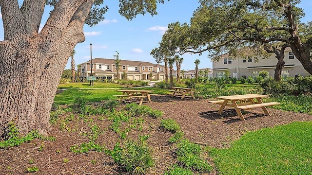 view of home's community with a lawn