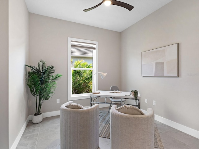 813 Tailwind Pl, Sarasota, FL 34240 - office area featuring ceiling fan and baseboards
