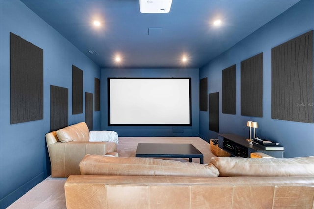 home theater featuring visible vents and recessed lighting