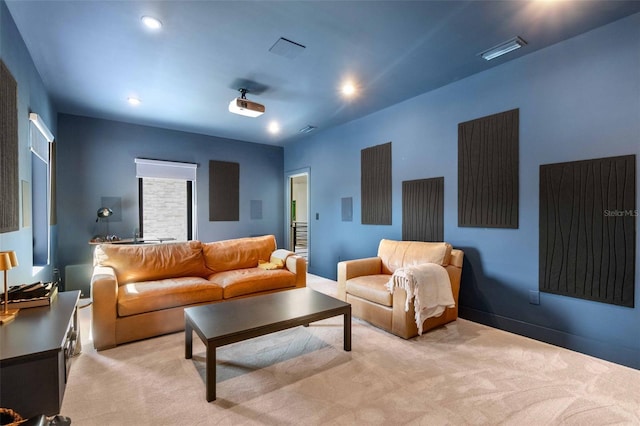 interior space with carpet and recessed lighting