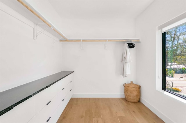 walk in closet featuring light wood finished floors