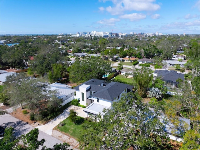 drone / aerial view with a residential view